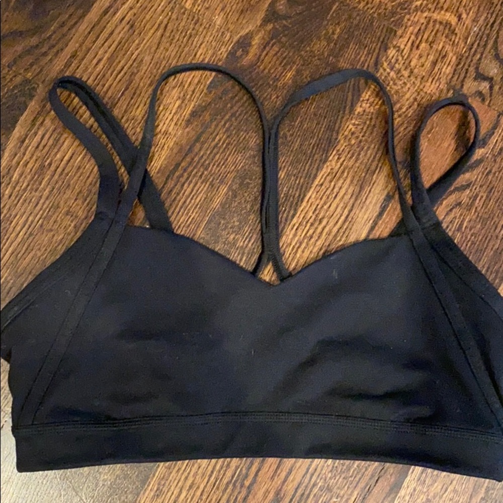 Zella strappy back sports bra in black.